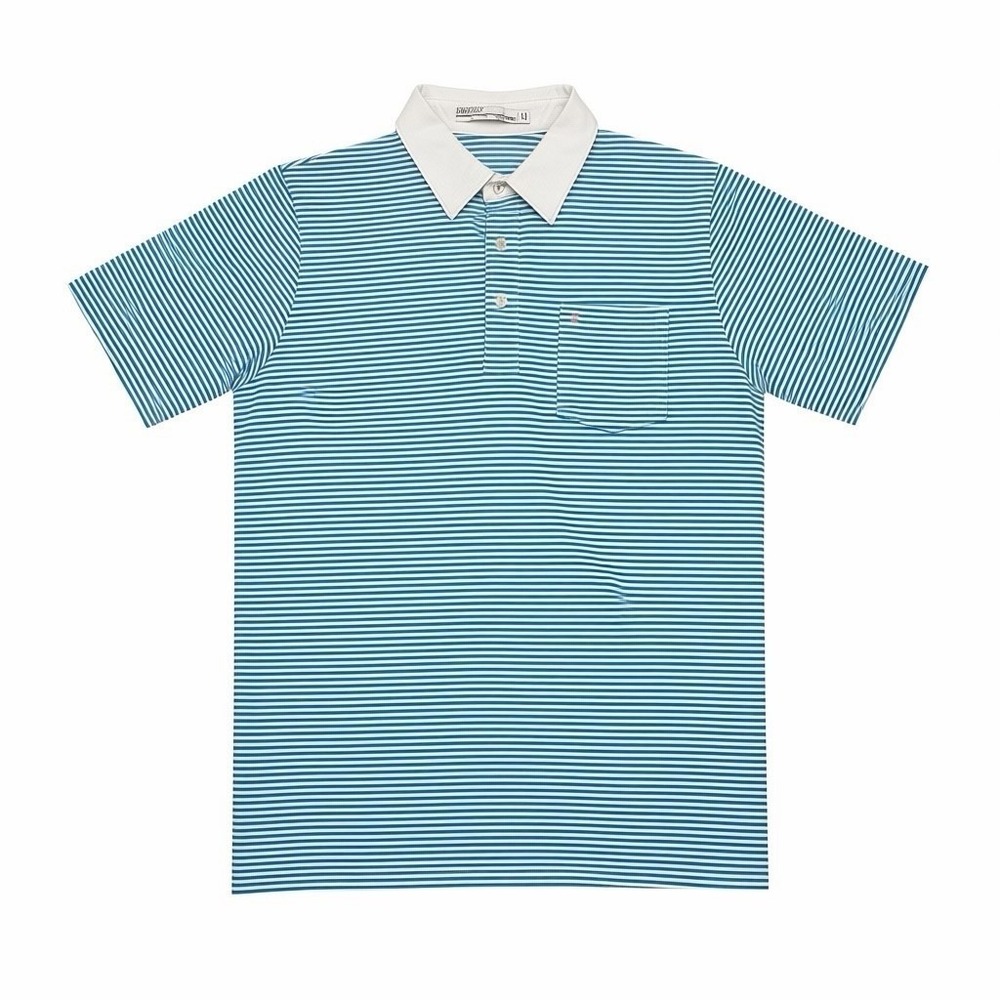 Criquet Pima Cotton Blend Polo Shirt Blue White Striped Men's Size L